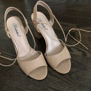 Lulu’s Breckelles Lace-Up Nude Heels Size 8